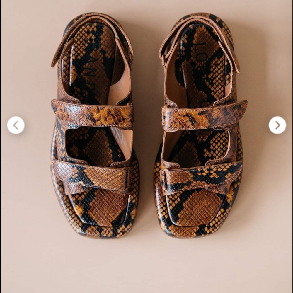Brown Snake Print Sandals.